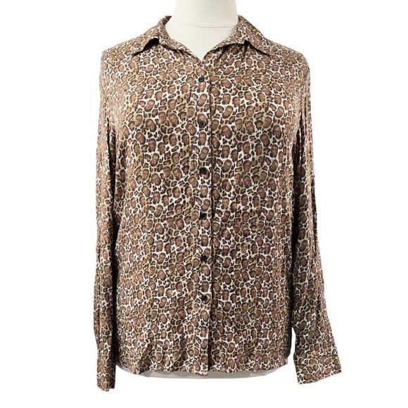 Betabrand NWT Ruth Bader Ginsburg Leopard Print Button-Up Shirt Art to Wear - Picture 1 of 8